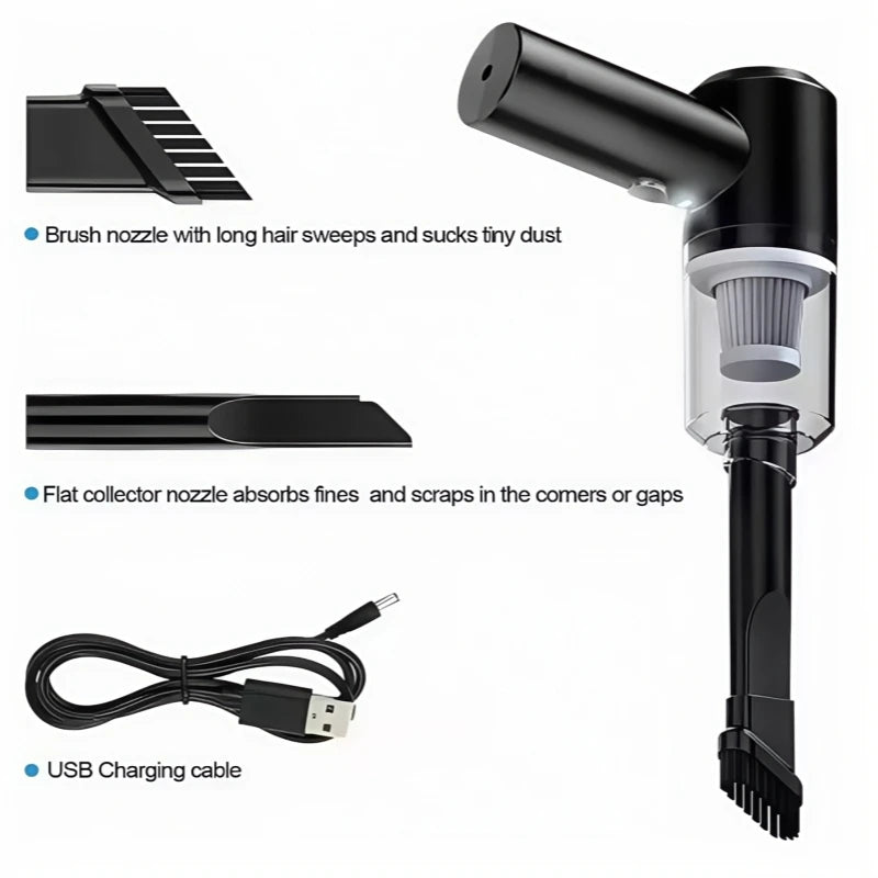 900Pa Wireless Car Vacuum Cleaner USB Rechargeable Mini