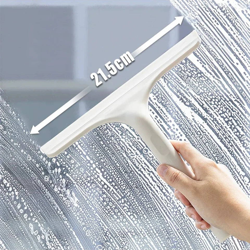 3-in-1 Window Squeegee with Spray Bottle Microfiber Scrubber