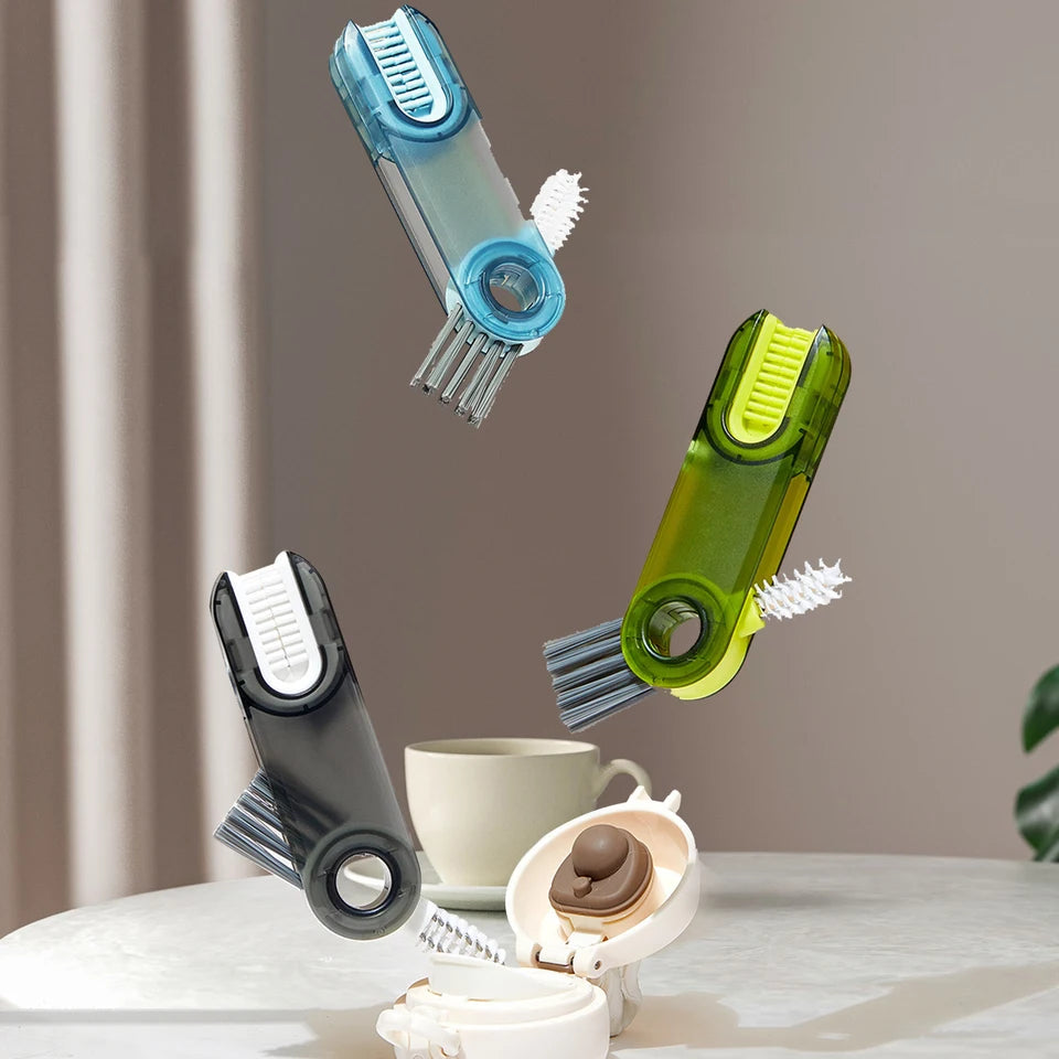 3 or 6-Piece 3-in-1 Cup Cleaning Brushes – Rotatable Bottle Cap and Groove Cleaning Set