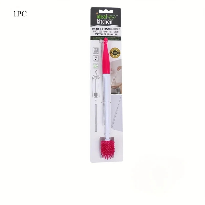 360° Swivel Silicone Cleaning Brush Long Handle for Bottles Cups