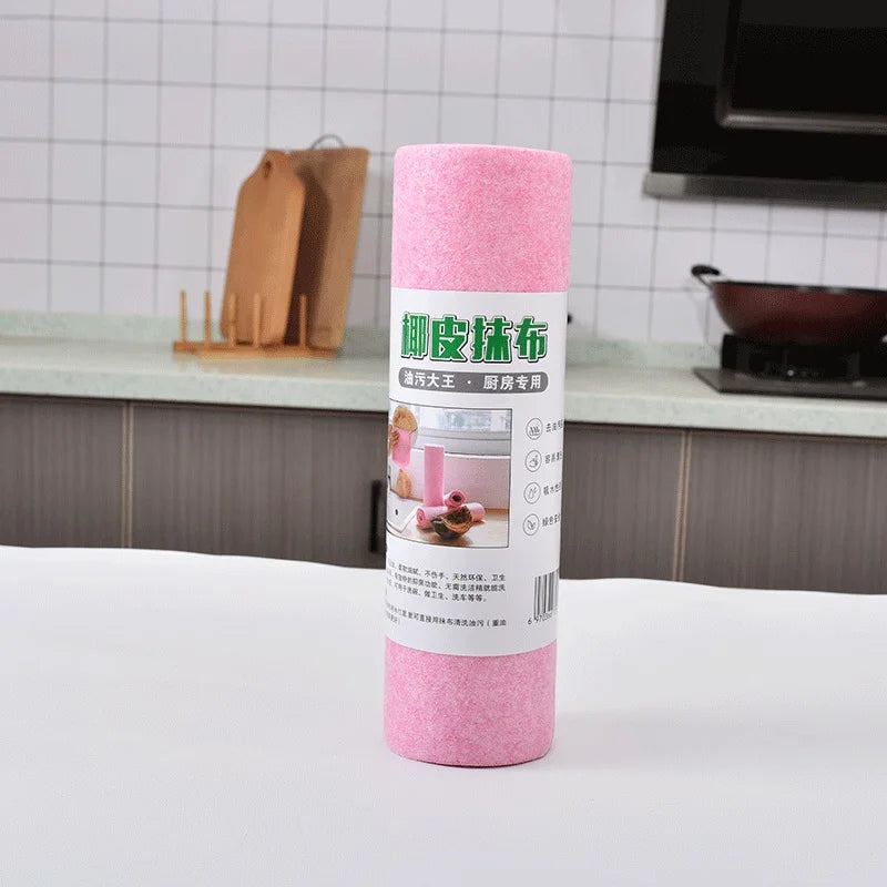 40pcs/2-Pack Cleaning Cloths – Multi-Functional Coconut Fiber Cloth Rolls for Household Kitchen Cleaning