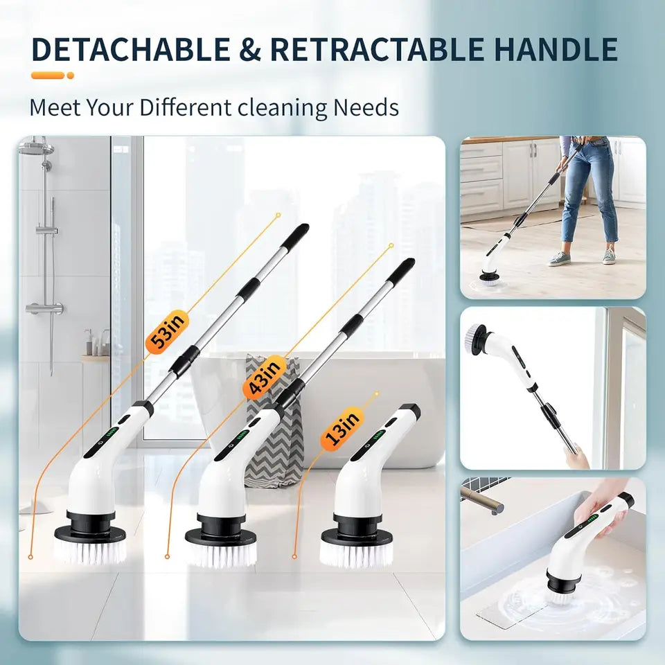 Electric Rotating Floor Scrubber Rechargeable with 9 Brush Heads