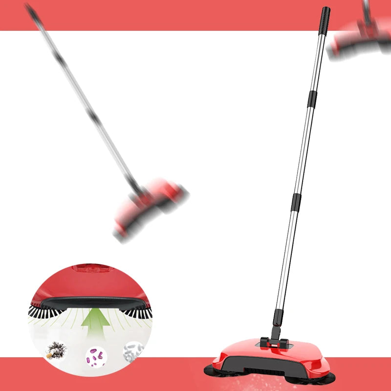 Hand Push Sweeper Mop – Household Cleaning Broom with Dustpan Handle