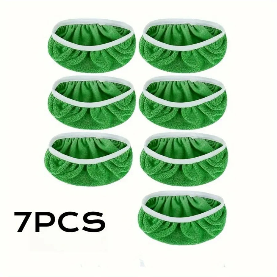 7-Piece Green Mop Cloth Set – Washable Dry and Wet Cleaning Cloths for Household Floors