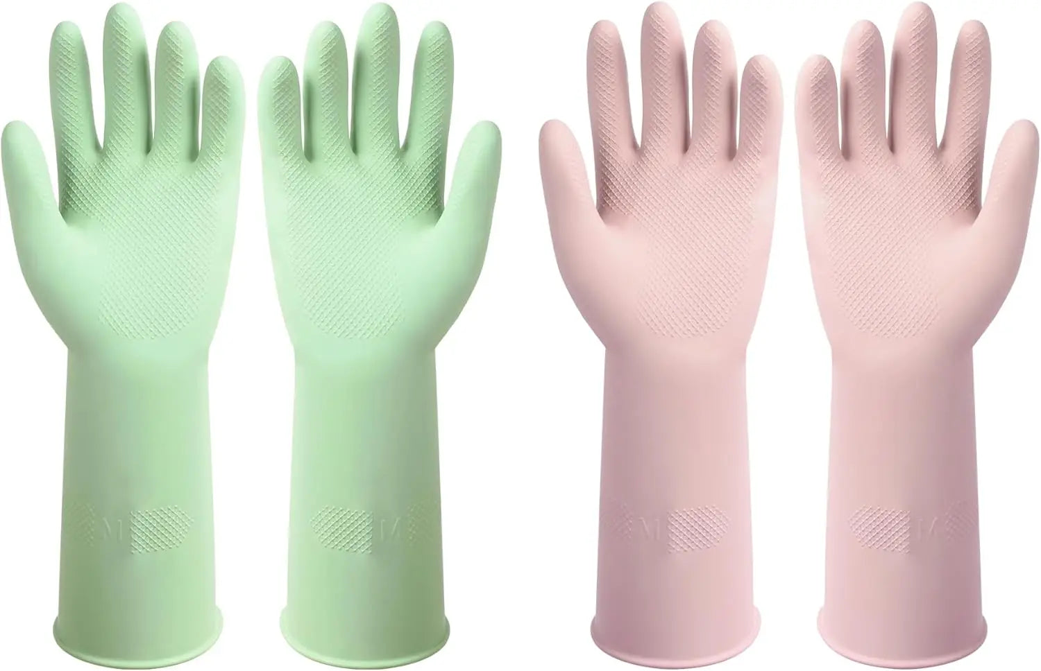 Dishwashing Rubber Gloves – Reusable Non-Slip Kitchen Gloves 2 Pairs for Washing Dishes