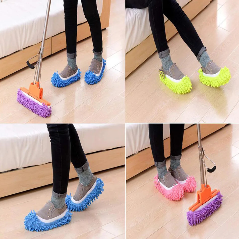Chenille Dust Mop Slippers – Lazy Home Floor Cleaning Shoes with Water Absorption