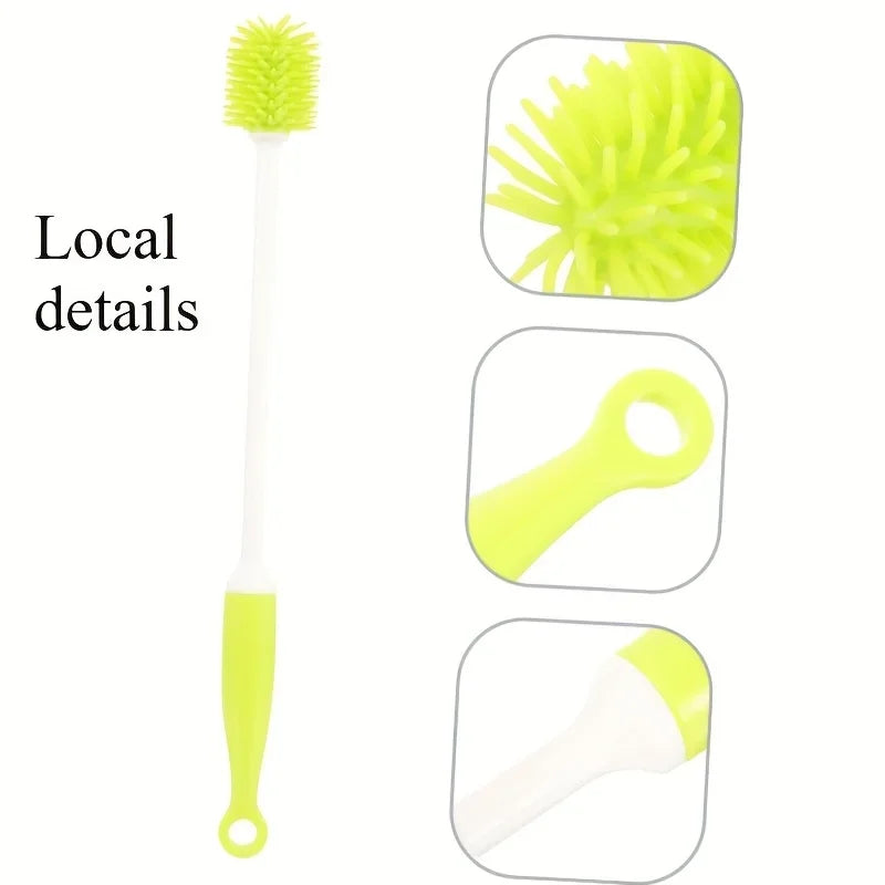 360° Swivel Silicone Cleaning Brush Long Handle for Bottles Cups