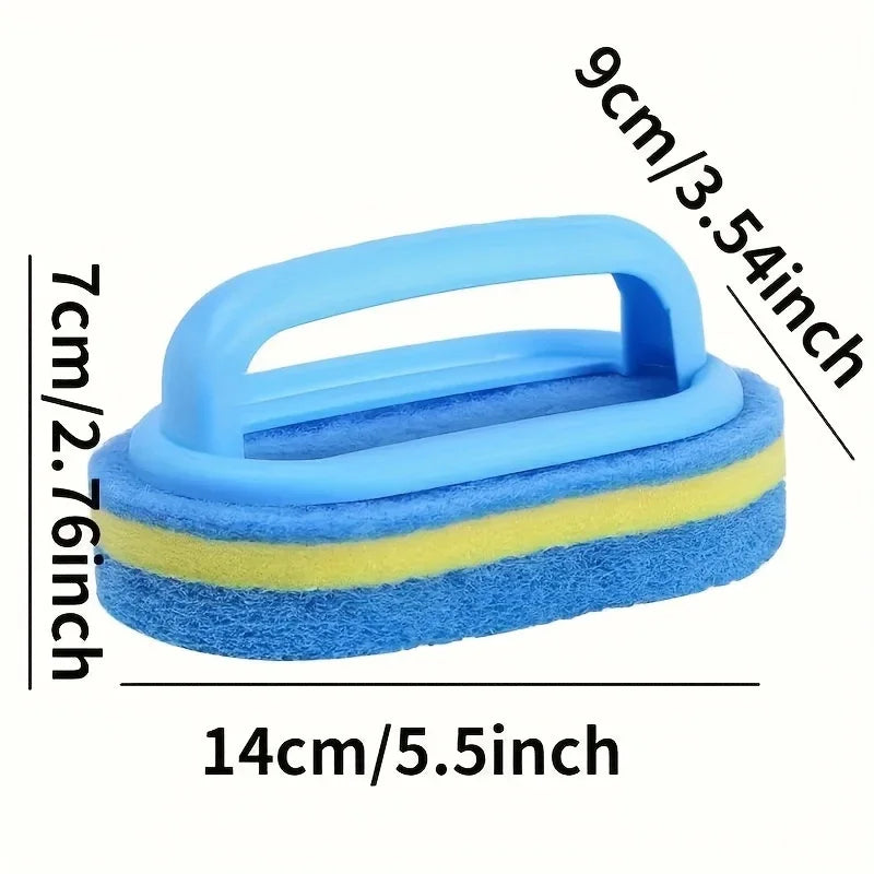 Tiles Sponge Cleaning Brush with Handle for Kitchen Bathroom