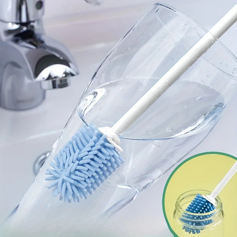 360° Swivel Silicone Cleaning Brush Long Handle for Bottles Cups