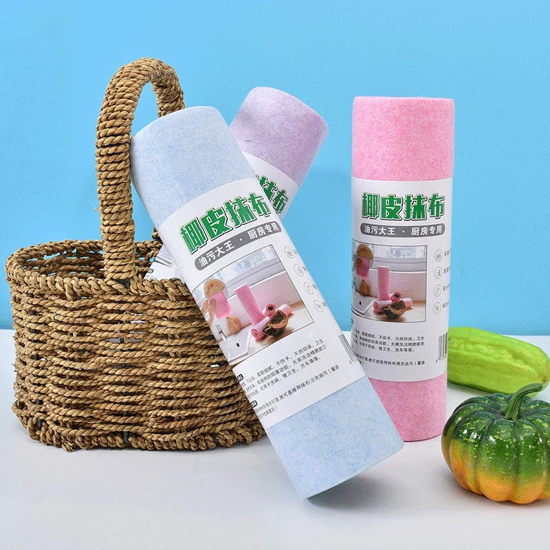 40pcs/2-Pack Cleaning Cloths – Multi-Functional Coconut Fiber Cloth Rolls for Household Kitchen Cleaning