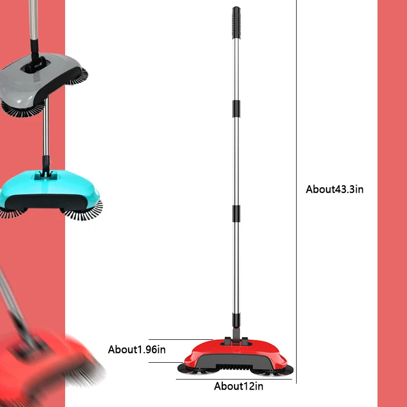 Hand Push Sweeper Mop – Household Cleaning Broom with Dustpan Handle