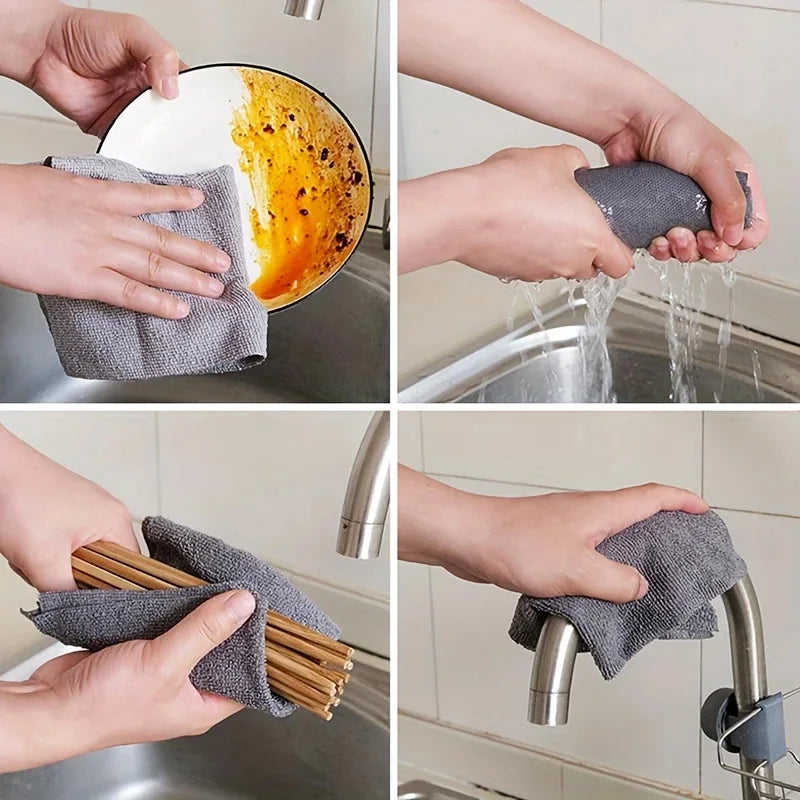 Thickened Microfiber Dishcloth Oil-Resistant for Kitchen Cleaning
