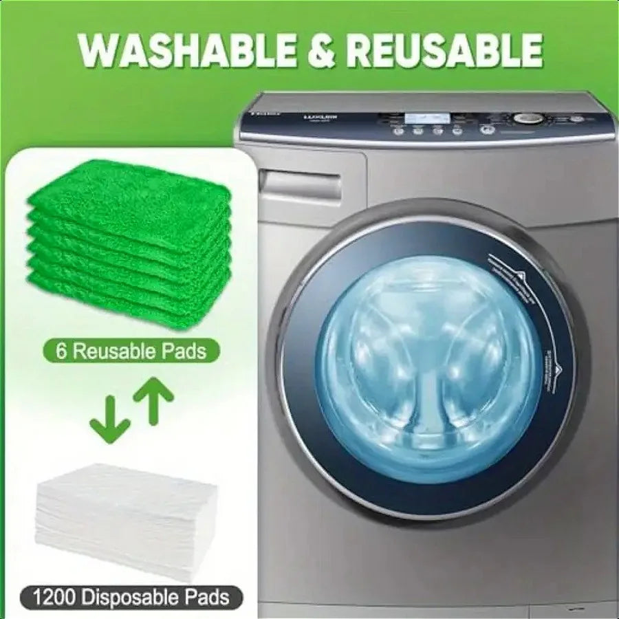 7-Piece Green Mop Cloth Set – Washable Dry and Wet Cleaning Cloths for Household Floors