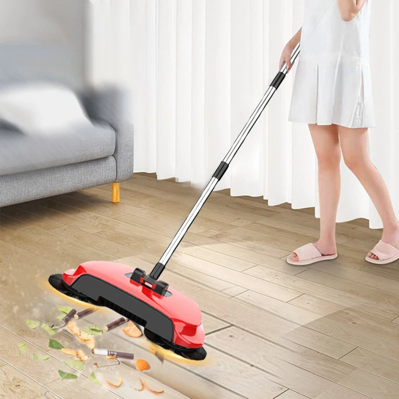 Hand Push Sweeper Mop – Household Cleaning Broom with Dustpan Handle