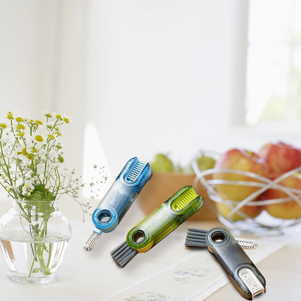 3 or 6-Piece 3-in-1 Cup Cleaning Brushes – Rotatable Bottle Cap and Groove Cleaning Set