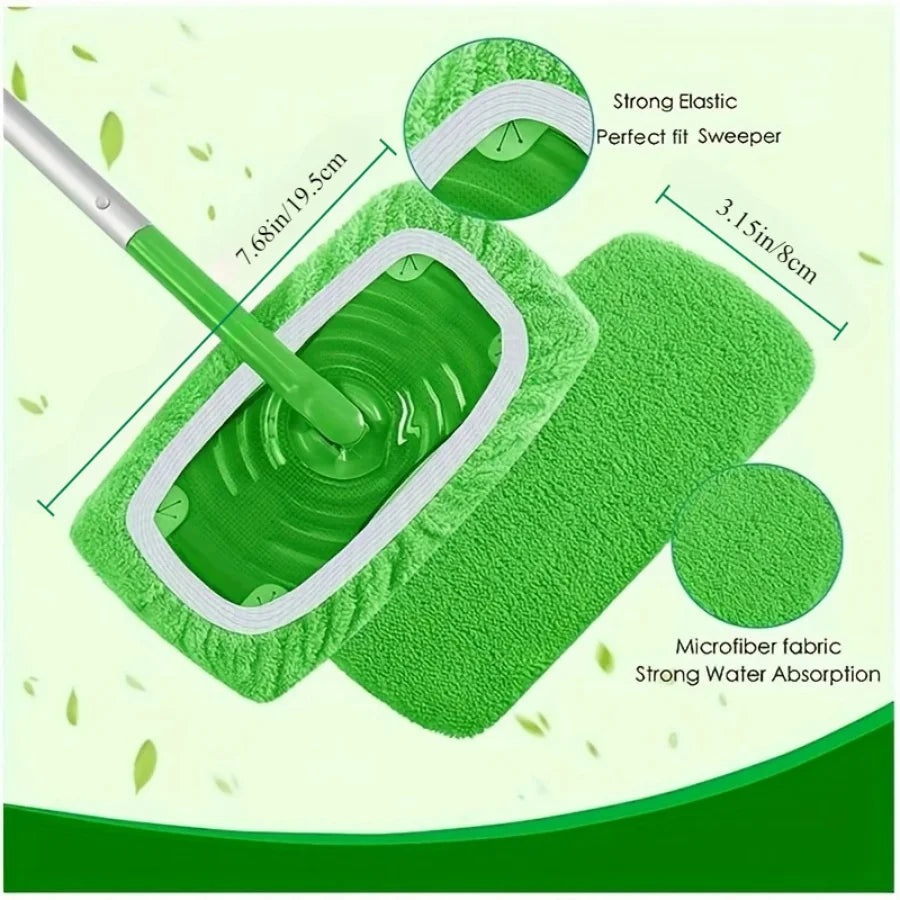 7-Piece Green Mop Cloth Set – Washable Dry and Wet Cleaning Cloths for Household Floors