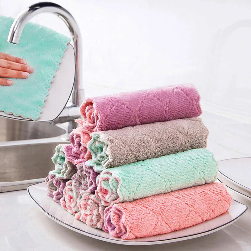 Dual-Sided Dish Cloths – Reusable Absorbent Quick-Dry Rags for Kitchen and Countertops