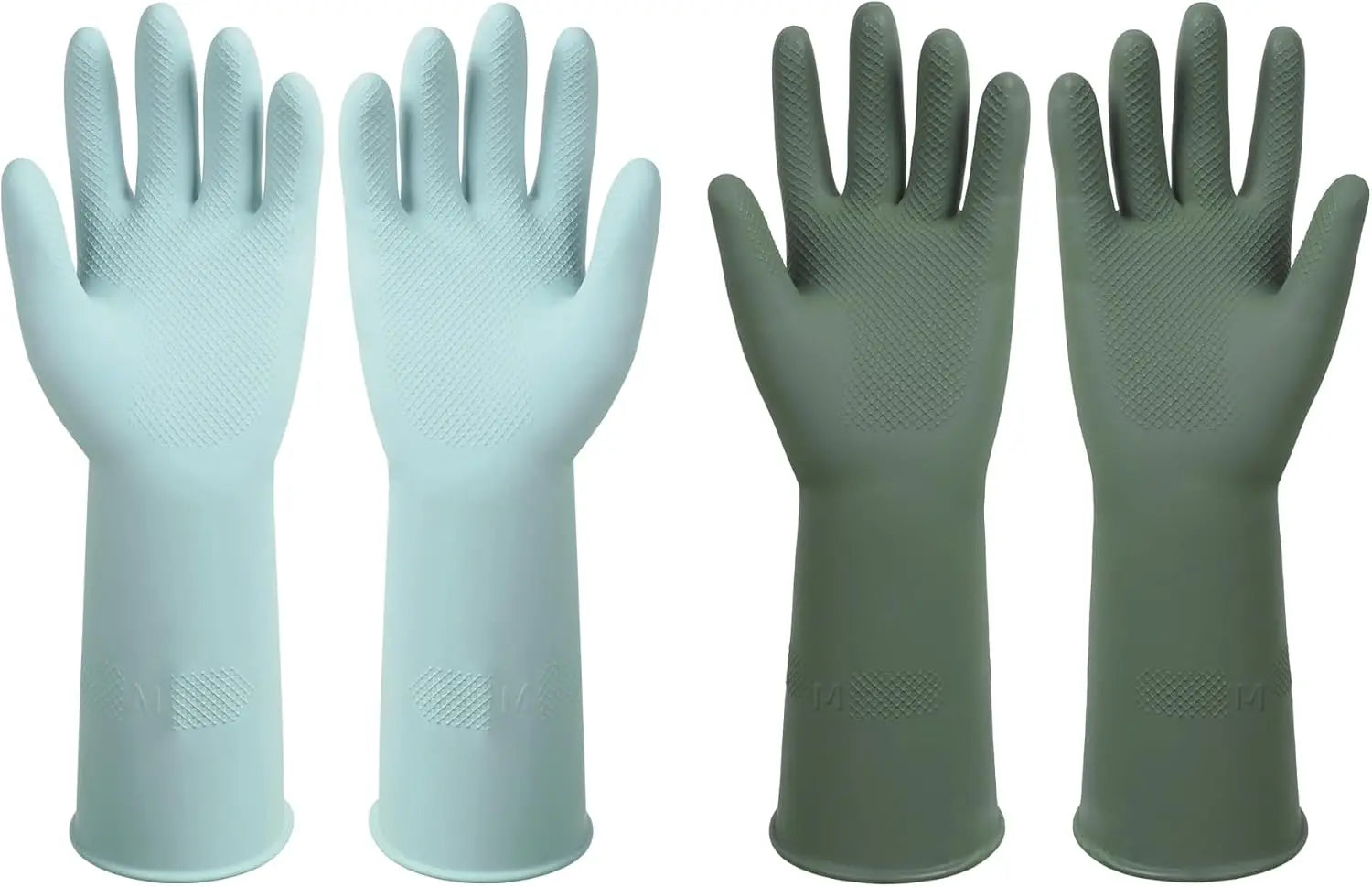 Dishwashing Rubber Gloves – Reusable Non-Slip Kitchen Gloves 2 Pairs for Washing Dishes