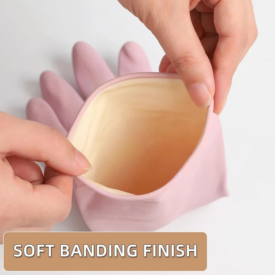 Dishwashing Rubber Gloves – Reusable Non-Slip Kitchen Gloves 2 Pairs for Washing Dishes