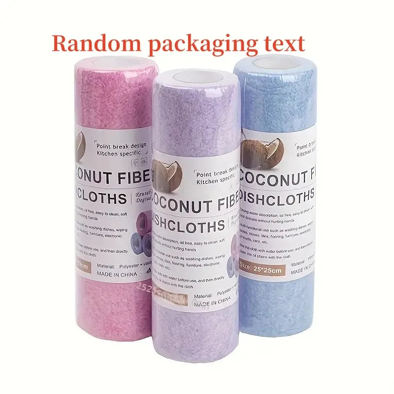 40pcs/2-Pack Cleaning Cloths – Multi-Functional Coconut Fiber Cloth Rolls for Household Kitchen Cleaning