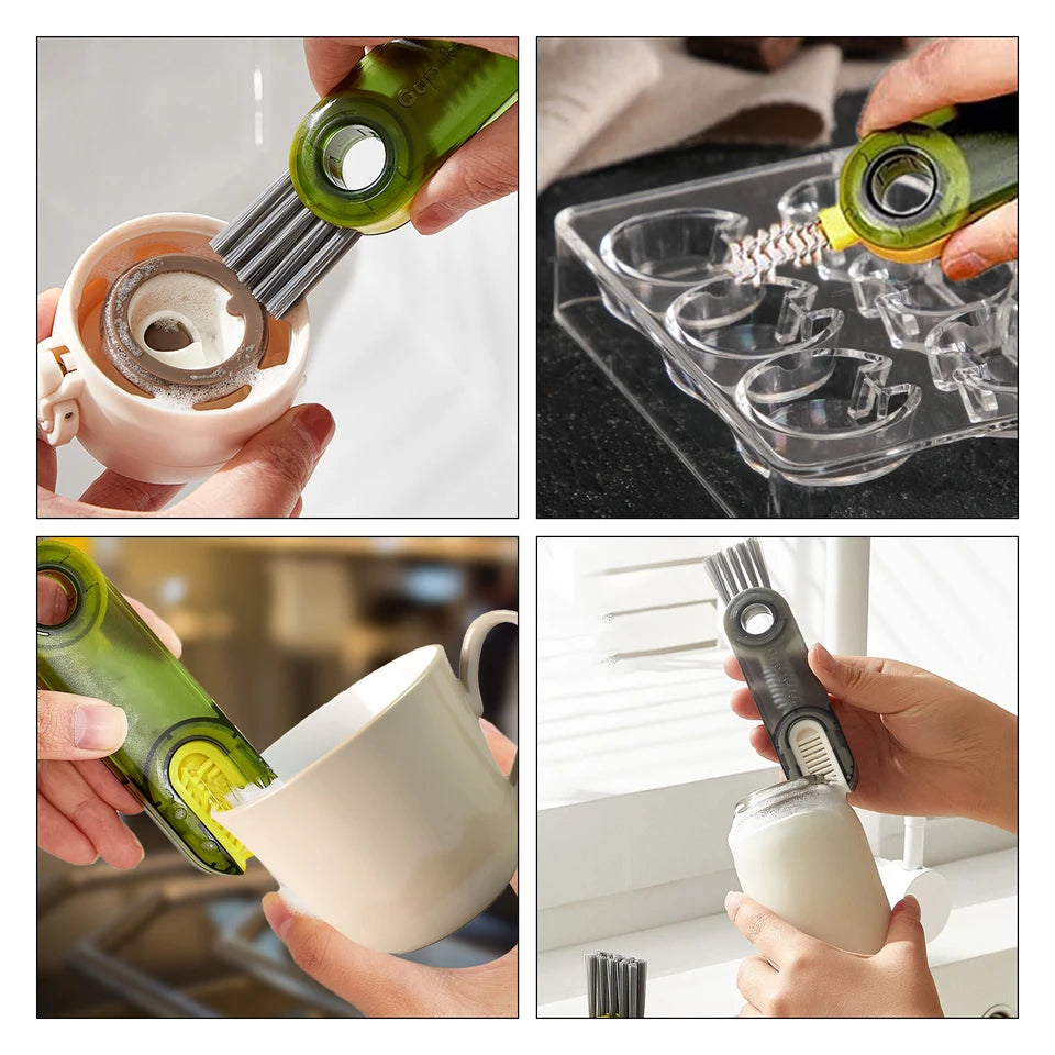 3 or 6-Piece 3-in-1 Cup Cleaning Brushes – Rotatable Bottle Cap and Groove Cleaning Set