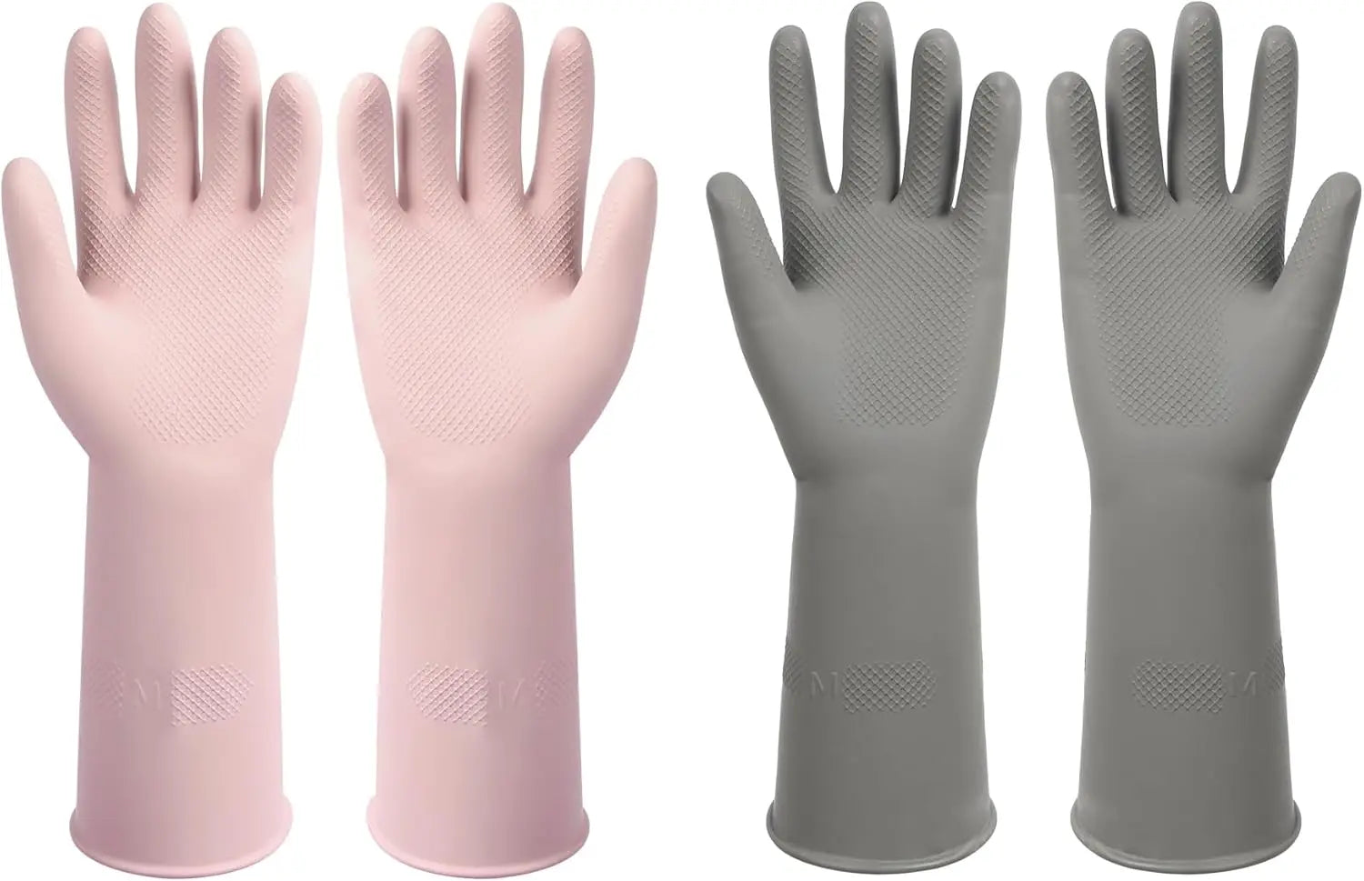Dishwashing Rubber Gloves – Reusable Non-Slip Kitchen Gloves 2 Pairs for Washing Dishes