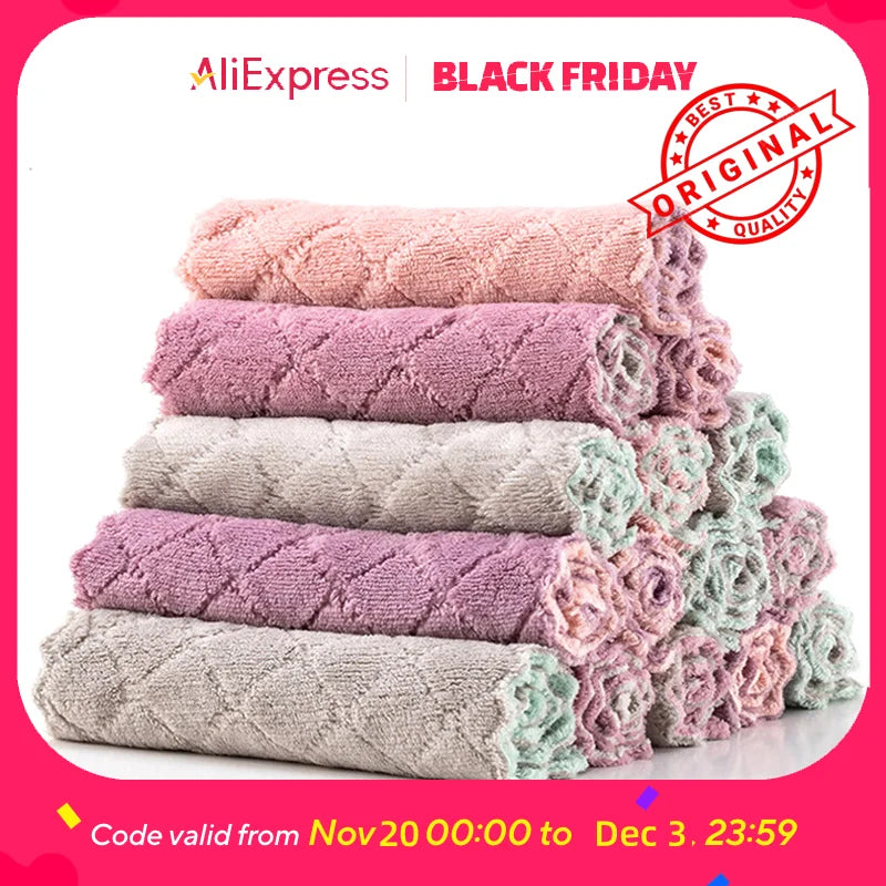 Dual-Sided Dish Cloths – Reusable Absorbent Quick-Dry Rags for Kitchen and Countertops