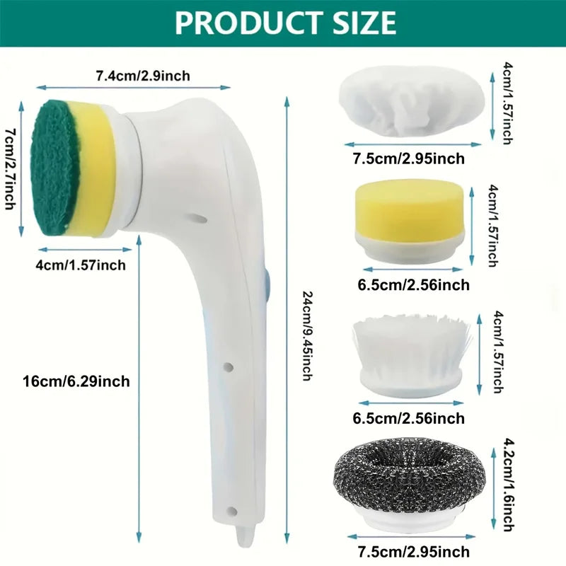 Automatic Cleaning Brush – Sponge Material with Multiple Brush Heads for Stain Removal