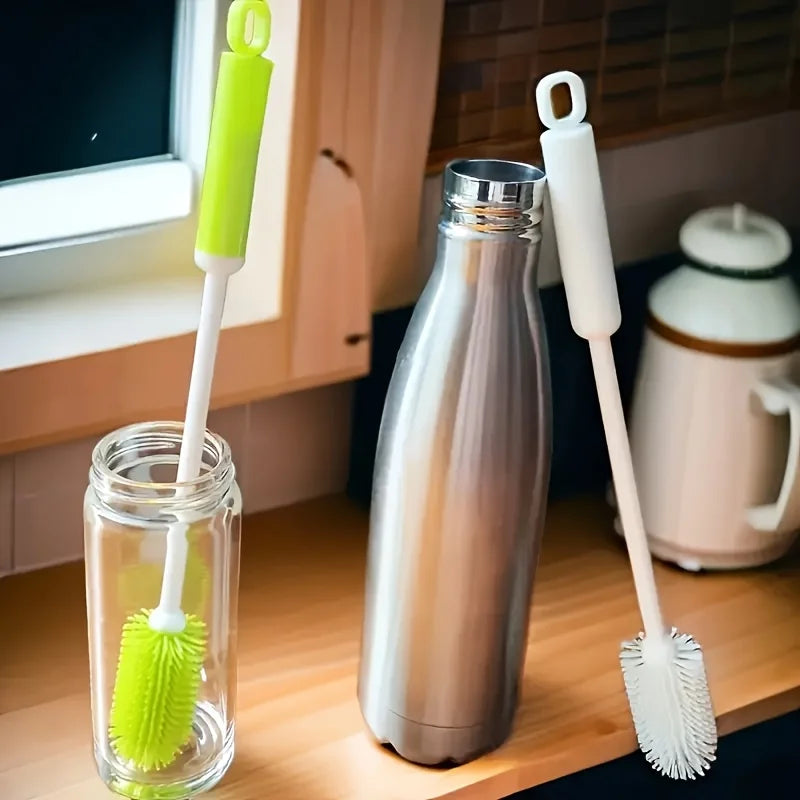 360° Swivel Silicone Cleaning Brush Long Handle for Bottles Cups