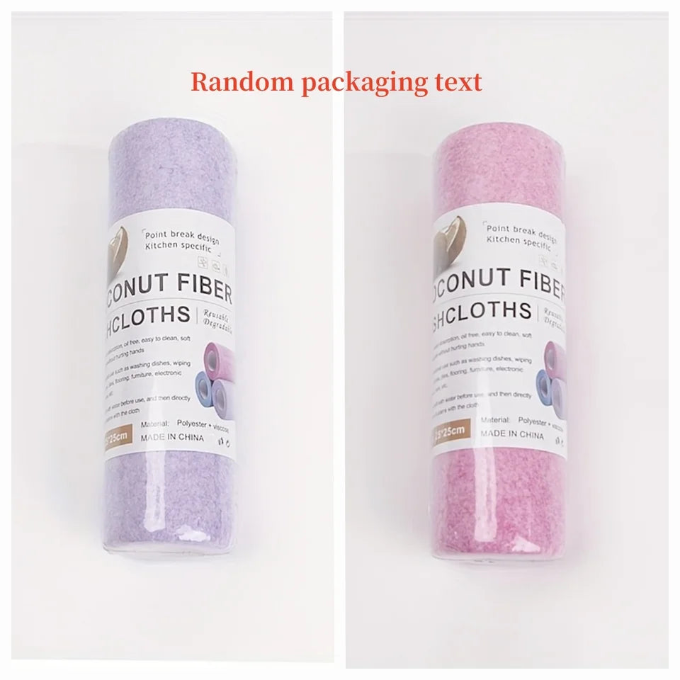 40pcs/2-Pack Cleaning Cloths – Multi-Functional Coconut Fiber Cloth Rolls for Household Kitchen Cleaning