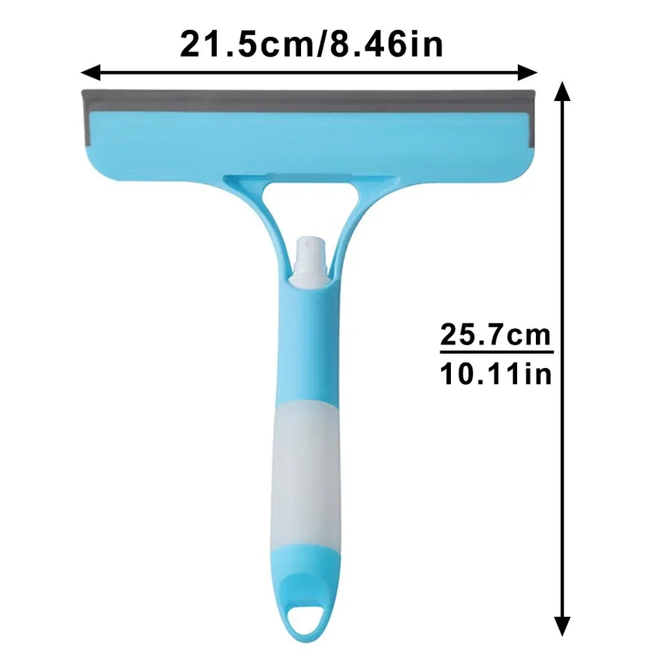 3-in-1 Window Squeegee with Spray Bottle Microfiber Scrubber