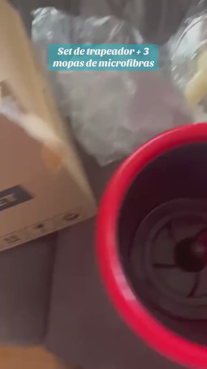 360° Spin Mop Bucket Set with 3 Microfiber Heads Stainless Handle